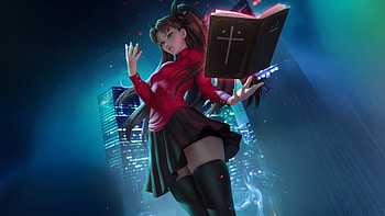 Rin Tohsaka From The Fate Series, rin-tohsaka, artwork, art, digital-art, anime, artist HD wallpaper