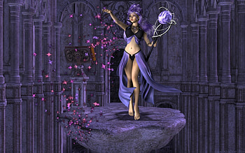 Sorceress, magic, samantha meagan bowe, girl, woman, sexy beauty, pink, fantasy, pueple HD wallpaper