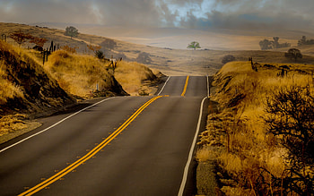 Nature, Grass, Road, Markup, Hills HD wallpaper
