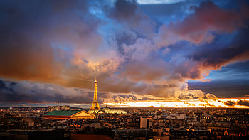 Sunset over Paris, 1440p resolution, , Breathtaking scenery HD wallpaper