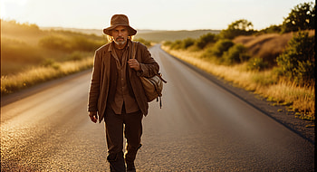 Man, Walking, Road, Backpack HD wallpaper