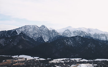 Nature, Sky, Mountains, Snow, Building, Vertex, Tops HD wallpaper