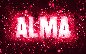 Happy Birtay Alma, , pink neon lights, Alma name, creative, Alma Happy Birtay, Alma Birtay, popular american female names, with Alma name, Alma HD wallpaper