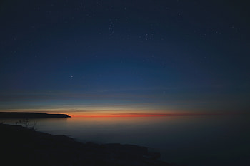 Starry Night Calm Sunset , sunset, ocean, sky, stars, nature HD wallpaper
