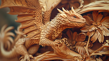 Dragon wood carving, wood carving, dragon, fantasy HD wallpaper