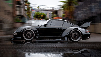 Black Porsche Rain Motion , porsche, cars HD wallpaper