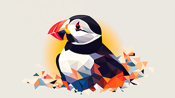 Geometric Puffin Art, bird, Animal, puffin HD wallpaper