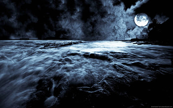 low moon on a beach, fun, moon, cool, nature, ocean, beach HD wallpaper