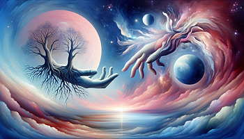Intergalactic Friendship Surreal Art, Friendship, fantasy, surrealism, cosmic, hand HD wallpaper