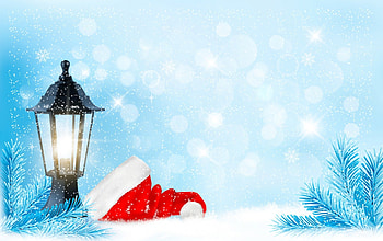 Santa Hat, blue, colorful, pine, candle, light, snow, vector, lantern, hat HD wallpaper
