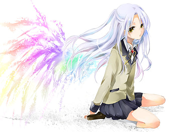 splash of color, colorful, anime, white hair, splash, cute, girl, school uniform HD wallpaper