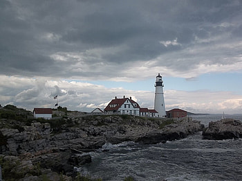 Portland Head Light, Maine, lighthouse, sky, ocean HD wallpaper