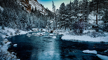 River-Snow, winter, Nature, Snow, River HD wallpaper