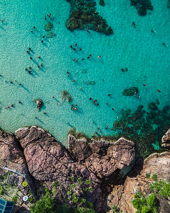 People, Nature, Sea, Rocks, View From Above, Coast HD phone wallpaper