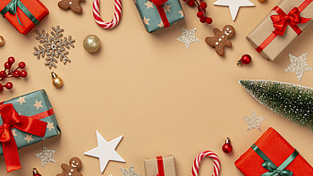 Golden Snowflakes Stars Gift Boxes Christmas Ornaments Candies Christmas HD wallpaper