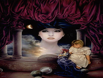 dream, sky, moon, child, beauty HD wallpaper