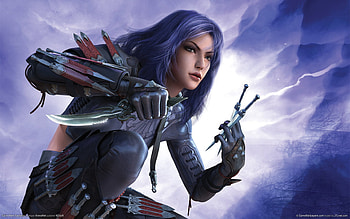woman assassin, knives, dagger, sky, woman HD wallpaper