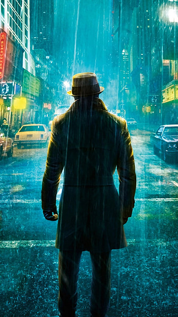 Rorschach character, Rainy street scene, Watchmen fan art, Superhero vigilante HD phone wallpaper