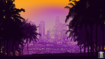 Art, Palms, City, Building, Skyscrapers HD wallpaper
