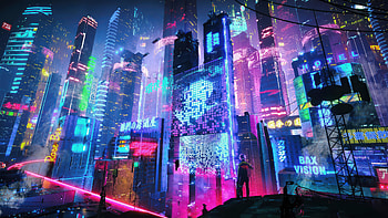 Neon City Dreams Cyberpunk Skies, neon, city, dreams, cyberpunk, building, artist, artwork, art, digital-art HD wallpaper