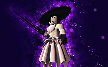 Lady Dimitrescu, , violet neon lights, Roblox, Heroes of Robloxia, Roblox characters, Lady Dimitrescu Roblox HD wallpaper
