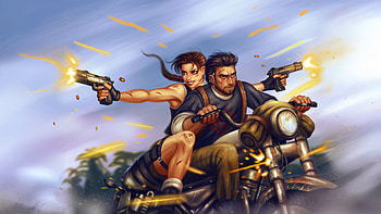 Bullets And Burnout Partners In Crime, couple, bike, artwork, art, digital-art, gun, artist HD wallpaper