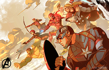 Avengers Assemble , avengers, artwork, artist, digital-art, deviantart, superheroes, iron-man, thor, captain-america, hawkeye, hulk, black-widow HD wallpaper