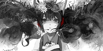 Black and white, simple, artwork, hatsune miku HD wallpaper