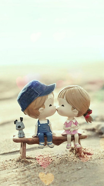 Cartoon couple kiss, Playful love, Whimsical romance, Cute and fun HD phone wallpaper