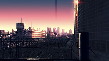 Cityscape City Town Anime Scenery Background HD wallpaper
