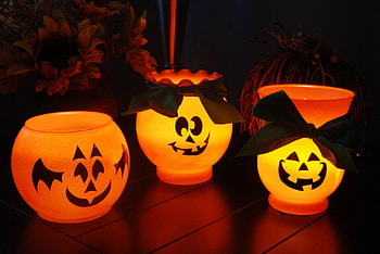 Halloween Lights, halloween, original, pumpkin, holders, candles, happy, orange, sunflower HD wallpaper