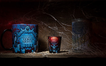 Halloween Horror Nights, night, blue, halloween, pink, book, brown, fantasy, horror, luminos HD wallpaper
