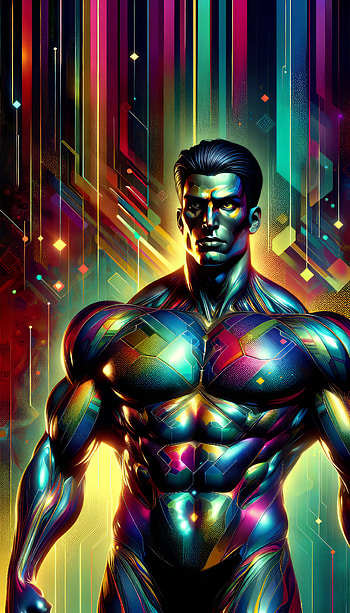 Vibrant Giga Chad Artwork - Futuristic Hero, superhero, Digital Art, vibrant colors HD phone wallpaper