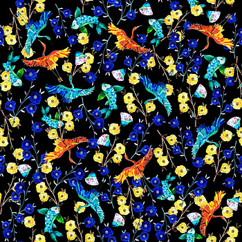 Flowers, Birds, Art, Pattern, Texture, Textures, Fish HD phone wallpaper