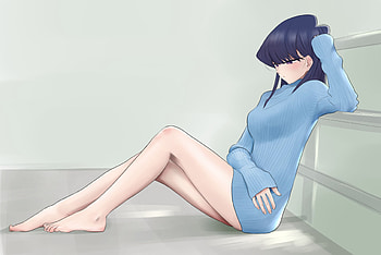 Komi-san, knee, standing, anime girl, waifu, komi can't communicate, komi san HD wallpaper