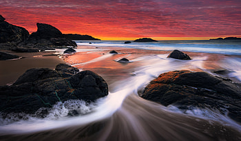 Pink Sky Beach Waves, waves, sky, beach, nature, graphy HD wallpaper