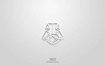 Trust 3d icon, white background, 3d symbols, Trust, business icons, 3d icons, Trust sign, business 3d icons HD wallpaper