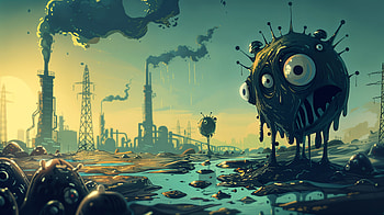 Pollution's Creature: A Stunning Ultra, creature, pollution, monster, factory, cartoon HD wallpaper