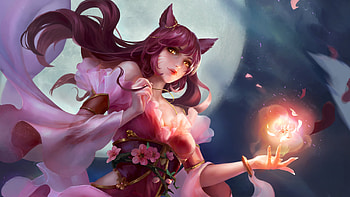 Ahri With Pink Dress League Of Legends HD wallpaper