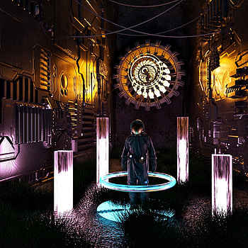 3D, Ring, Glow, Pillars, Posts, Astronaut, Portal HD phone wallpaper