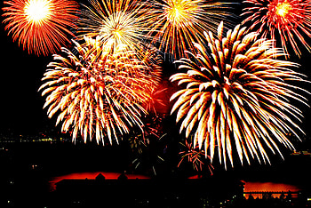 Night, Salute, Building, Dark, Sparks, Fireworks, Firework HD wallpaper