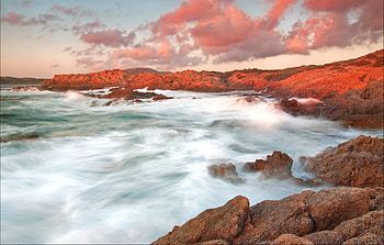 The red island, island, sky, rocky coast, Sassari, sardinia HD wallpaper
