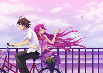 Anime Boy Girl Cycle , anime-girl, anime-boy, anime, cycle, purple, purple-hair HD wallpaper