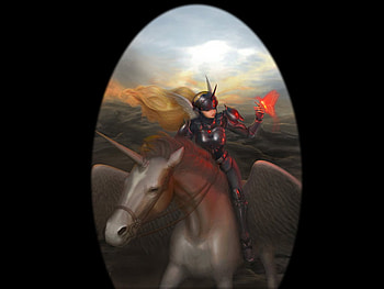 Valkyrie, horse, fantasy, rider, female HD wallpaper