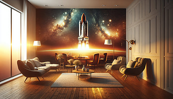Space Odyssey Rocket Launch, rocket, interior design, space, modern decor HD wallpaper