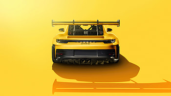 Yellow Porsche 911 Gt3rs , porsche, porsche-911, yellow, minimalism, minimalist, 2024-cars, cars, behance HD wallpaper