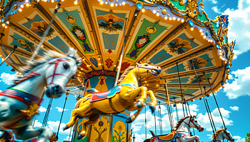 Colorful Carousel in Stunning Ultra, carousel, horse, amusement park, colorful, vintage HD wallpaper