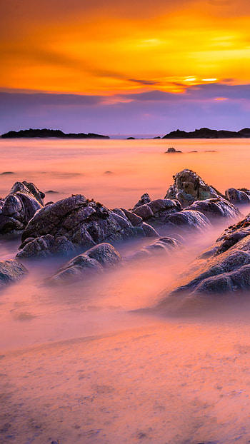 Sundown, evening, nature, sunset HD phone wallpaper