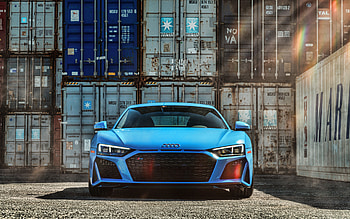 2021, Audi R8, , front view, exterior, new blue R8, tuning R8, German cars, Audi HD wallpaper