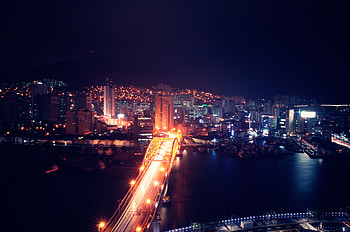 Cities, Architecture, Building, View From Above, Night City, Bridge, Backlight, Illumination HD wallpaper